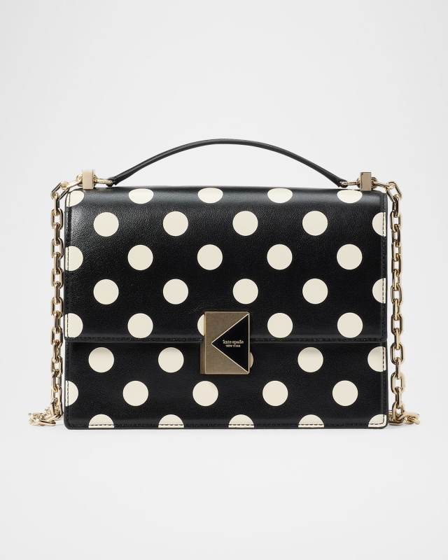 deco polka dot leather chain shoulder bag
